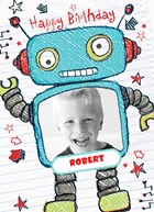 Photo card birthday boy robot